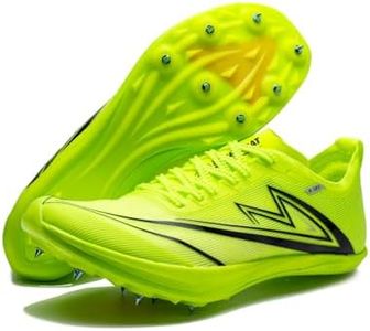 Track and Field Shoes Men Women Kids Spikes Sneakers Full-Length Carbon Plate Track Race Jumping Sneakers Girls Professional Running Tarck Spikes Shoes Boys (Green, Adult, Men, 1.5, Numeric, US Footwear Size System, Medium)