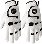 FINGER TEN Men’s Golf Glove Left Hand Right with Ball Marker Value 2 Pack, Weathersof Grip Soft Comfortable, Fit Size Small Medium ML Large XL (Cadet M, Worn on Left Hand)