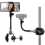 Tencro Mic Stand Phone Holder Webcam Stand Camera Flash Light Clamp Mount Music Stand Holder for Cellphones, Logitech Webcam C920 C930, LED Lights, Flash, Microphone, Etc. (1/4" Threads)