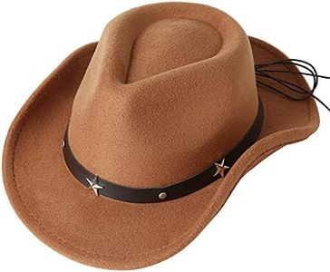 Lanzom Kids Girls Boys Cowboy Cowgirl Hat with Buckle Belt Toddlers Felt Western Hat (Khaki, 4-9 Years)