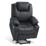 MCombo Power Lift Recliner Chair for Elderly, Lift Chair with Heat and Massage, FSC Certified, USB Ports, Cup Holders, Faux Leather 7040 (Black, Medium)