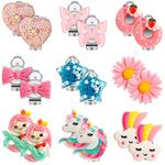 9 Pairs Kids Clip on Earrings for Girls Unicorn Mermaid Flower Star Butterfly Earrings Clip on Jewelry Dress up Earrings Set for Kids Bling Princess Girls Play Jewellery Earrings, 9 Styles