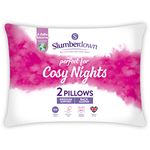 Slumberdown Cosy Nights Pillows 2 Pack - Medium Support Back Sleeper Pillows for Back Pain Relief - Comfortable, Hypoallergenic, UK Standard Size (48cm x 74cm)