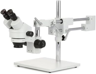 AmScope SM-4B Professional Binocular Stereo Zoom Microscope, WH10x Eyepieces, 7X-45X Magnification, 0.7X-4.5X Zoom Objective, Double-Arm Boom Stand