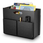 ABC life Magazine Holder Stable Rack Floor, Foldable PU Leather Newspaper Book Storage Basket Box, Upgraded File Folder Organizer Free Standing, for Living Room Home Office, Black, MBH-BL01