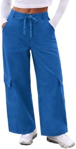 Aoysky Womens Wide Leg Baggy Cargo Pants Casual Trousers Y2k Streetwear