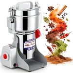 Moongiantgo 700g Grain Mill Grinder Commercial Spice Grinder 2500W Stainless Steel Electric Pulverizer Dry Grinding Machine for Wheat Corn Rice Pepper Herbs Coffee Beans (700g Swing, 110V)