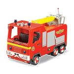 Jfireman Sam Jupiter the Fire Engine. Open the door and unwind the hose ready for action. Raise the crane arm with rescue platform to save the day