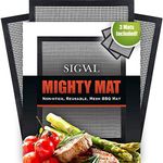 SIGVAL Mighty Mat - Set of 3 Non-Stick Grill Mesh Mats - Perfect As a Smoker Mat, or for Grilling Fish, Vegetables, Meats in BBQ, Oven, Smoker - Satisfaction Gaurantee