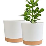 10 inch Plant Pots Indoor 2 Pack Flower Pots for Indoor Plants Pots Planters for Indoor Plants with Drainage Holes and Saucers Pots for Plants Flower Pot for Indoor Outdoor Garden Planters(White)