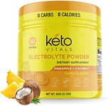 Keto Vitals Electrolytes Powder - Sugar Free Keto Electrolytes Powder with Potassium, Magnesium, Sodium, & Calcium - No Sugar Electrolyte Drink Mix & Hydration Powder, 60 Servings, Pineapple Coconut
