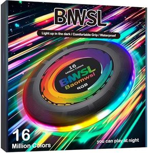 BAOMWSL Light-Up Flying Disc - 16 Million Colors RGB or 50 LEDs, Ultra Bright, 12 Light Modes, Rechargeable, IP65 Waterproof, Durable, Camping Essentials for Teens/Kids/Adults/Boys/Girls 175g(Black)