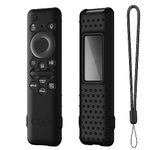 Oboe Silicone Tv Remote Cover Compatible with Samsung Smart Tv Remote 2023 Model TM-2360 E Remote Protective Open Key Case with Lanyard (E-Black) [Remote NOT Included]