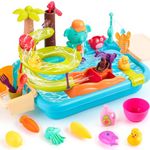 Juboury Kitchen Sink Toys, Kids Play Kitchen Toy Sink With Manual Faucet, Play Sink With Running Water, Fishing Water Toys, Children's Play Kitchens, Kids Role Play Dishwasher Toy Gift for Boys Girls