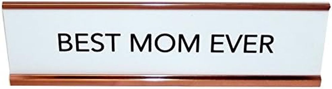 Aahs Engraving Best Mom Ever Nameplate Style Desk Sign (White)