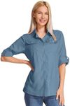 Women's UPF 50 Sun Protection Safari Clothes Long Sleeve Quick Dry Shirts for Hiking Beach Fishing Sailing 5082navy Blue-XL