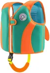 Pottwal Swim Vest for Kids - Swim Jacket for 1-2 Years (24-33LBS) - Buoyancy Aid Made of Neoprene & EPE - with Adjustable Crotch Strap - Orange Green