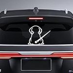 Dreothy Dog Decals,Waterproof Rear Wiper Decal Cartoon Funny Dog Moving Tail Stickers for Car Rear Dog Windshield Wiper Decal Vinyl Dog Stickers Car Window Stickers(Reflective White)