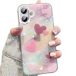 mobistyle Designed for iPhone 16 Plus Cover Cool Shining Shell Love Heart Pattern Design with TPU Edges Phone Back Cover Case for Girls & Women (Pink)