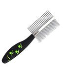 PSK Pet Grooming Dog Comb Double Side Needle Brush Pet Deshedding Trimmer Tool Cat Dog Brushes and Combs Rake Long Hair (Medium)