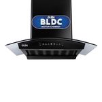 Glen 60 cm 1500 m³/hr BLDC Filterless Thermal Autoclean Kitchen Chimney, Curved Glass |(Hood RICA 60, Heat Sensor| Aeration technology|Touch & Gesture Control,Black)