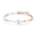 Luluadorn Rose Gold and Silver Heart E Letter Bracelets for Women Personalized Name Initial Bangle Bracelet Jewelry Birthday Gifts