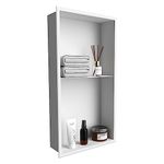 BLYLUND Shower Niche 12" x 24" NO Tile Needed,Matte White Double Shelf Organizer, Square Corners Wall-inserted Niche Recessed Shower Shelf Modern Soap Niche for Bathroom