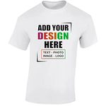 Gift Hub Offers The Personalised Custom Text Men's T-Shirt with 25 cm Print! Customise it with Any Text, Photo, or Logo and Enjoy a Larger, More Prominent Design on Your Custom tee White