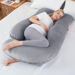 Sasttie Pregnancy Pillows for Sleeping, U Shaped Full Body Pillow for Side Sleepers, Maternity Pillow for Pregnant Women Pregnancy Must Haves, Pregnant Pillow with Removable Velvet Cover, Cold Grey