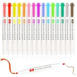 15 Colors Highlighters, Highlighter Pens Set, Colours Dual Tip Highlighters, Highlighter Markers Assorted Colours, Perfect for Colouring, Underlining, Highlighting, Journaling in School Office Home