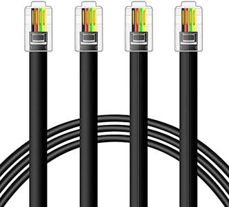 NECABLES 2Pack RJ9 Cable 15ft Phone Cord Telephone Cable RJ9 / RJ10 / RJ22 4P4C Male to Male Straight for Both Data and Voice Use Black - 15 Feet