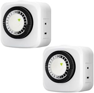 HBN Indoor Timers Plug Mechanical 2 Prong 24-Hour Mini Lamp Timers 2 Pack, for Electrical Outlets, Fish Tank, Fans, LED Lights