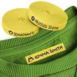 100 Personalized Labels with Name and Funny Drawing to Mark Clothes. Yellow thermoadhesive Fabric Labels to Iron on t-Shirts, Pants, Coats and All Kinds of Children's Clothing.