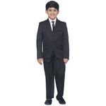 AJ DEZINES Kids 5 Piece Solid Cotton Blend Black Coat Pant Suit Set for Boys (807-BLACK-2)