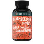Freshfield Black Seed Oil Capsules, Tested Cold Pressed Nigella Sativa, High Thymoquinone (min 1.5%) and p-Cymene, Ultra Strength, Vegan, 100% Pure and Natural Black Cumin Seed Oil Supplement.