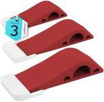 Wundermax Door Stoppers - Pack of 3 Rubber Door Wedge for Carpet, Hardwood, Concrete and Tile - Home Improvement Accessories - Red