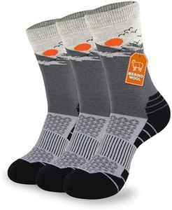 Pioneer Camp Merino Wool Hiking Socks for Men & Women Cozy Running Socks Cushioned Breathable Athletic Work Hunting - 3 Pairs