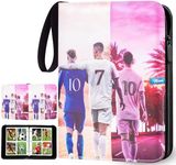 YCTEC Soccer Card Binder with 50 Removable Sleeves, Trading Card Holder Fits 400 Football Cards, Double-Sided Cards Holder with Zipper 3-Ring Card Album for Sports Football Card Sleeves Protectors