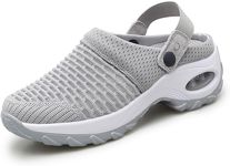 YVIPO Women's Mesh Fabric Mules air Cushion Sandals with Arch Support Slip on Shoes Women's Clogs Breathable and Comfortable Grey