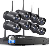 SMONET H.265 Security Camera System Wireless,SMONET 8CH Full HD 1080P Wireless CCTV Camera System(3TB Hard Drive),8pcs 2.0MP Wireless IP Cameras, P2P NVR Kits, Free APP,Easy Remote View