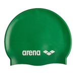 Arena Classic Unisex Soft Silicone Swim Cap for Women and Men, Intensive Training and Racing Comfortable Non-Slip Long Hair Swimming Hat, Green