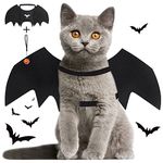 Vivifying Cat Bat Wings, Cat Halloween Costume with Pumpkin Bell, Adjustable Pet Cosplay Costumes for Puppy Dog and Cat（Neck: 9.4-12.6 in/Chest: 12.9-19.7 in）