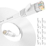 Nixsto Ethernet Cable 7M, Cat6 Ethenret Cable Flat Design High Speed with Network Patch Cords, LAN Cable Clips&Rj45 Connector for Router Modem Faster Than Cat 5e/Cat 5-White