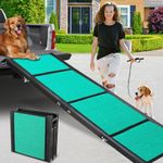 Max Length 71" & Width 20" Dog Car Ramp for Large Dogs Up to 250lbs, Foldable & Non-Slip Surface Ideal for Cars, SUVs, Trucks and Outdoor Steps, Upgraded Lighter Weight, Extra Wide Pet Stairs Ramp