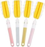 INVODA 4PCS Bottle Brush Long Handle Cup Cleaner Brush Sponge Bottle Scrubber Detachable Handle Portable Sponge Cleaning Brush for Baby Bottle Dishwashing Kitchen Clean Glasses Mugs (4 PCS)