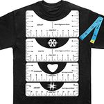 Tshirt Ruler Guide for HTV Vinyl Heat Transfer Vinyl and Sublimation, 4Pcs T-Shirt Alignment Tool with 1Pcs Measuring Tape, Adult Youth Toddler Infant Shirt Centering Ruler Set (White)