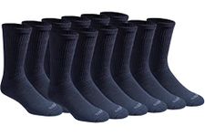 Dickies Men's Dri-Tech Essential Moisture Control Crew Socks Multipack, Solid Navy (12 Pairs), Large