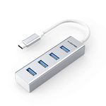 LENTION USB C Hub, 4 USB 3.0 Ports, USB C to USB A Multiport Adapter for 2023-2016 MacBook Pro 13/14/15/16 M1, Mac Air & Surface, iPad Pro, Chromebook, More, Stable Driver Certified (CB-C22s, Silver)