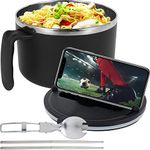 1200ml Rapid Ramen Bowl with Filterable Lid, Ramen Noodle Bowl with Spoon Chopsticks, BPA Free Ramen Cooker Bowl with Handle, Dishwasher Safe Noodles Cooker Bowl for College Dorm Home Office