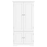 FOREHILL Tall Storage Cabinet Kitchen Cupboard Sideboard Pantry Cupboard with 4 Doors Adjustable Shelves White 58.2x31.5x123cm